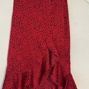 Blu Pepper Red Leopard High Low Skirt